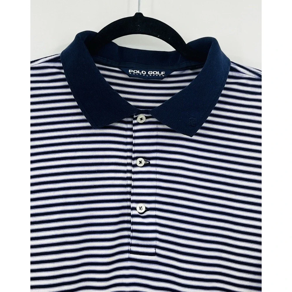 Ralph Lauren Polo Golf Shirt Mens Size Large Striped Pima Cotton